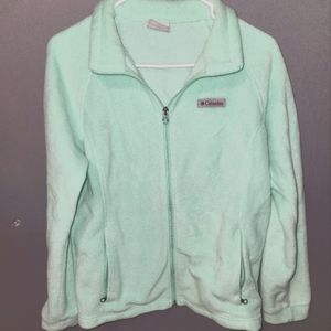 Girls Youth Mint Green Columbia Fleece Full Zip Jacket Size XL (18/20)